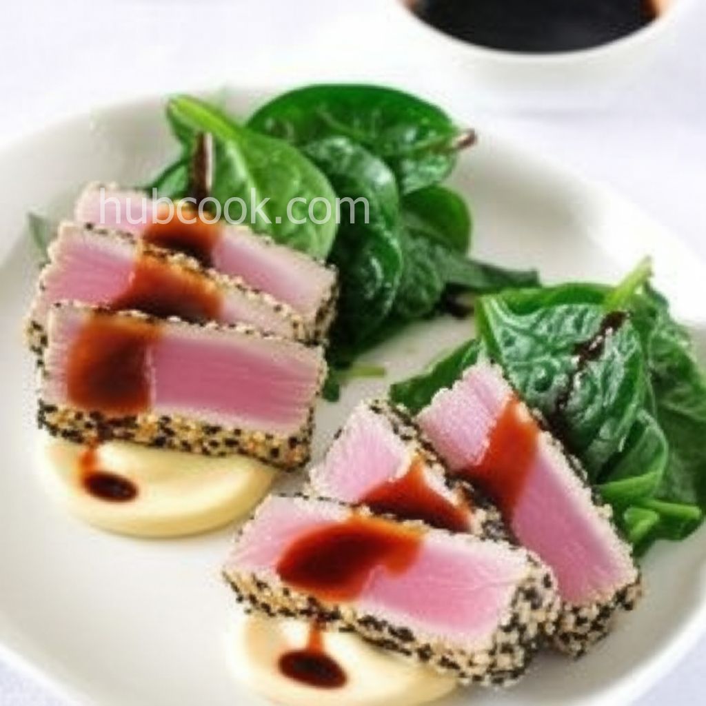 Sesame Seared Tuna and Sushi Bar Spinach Salad