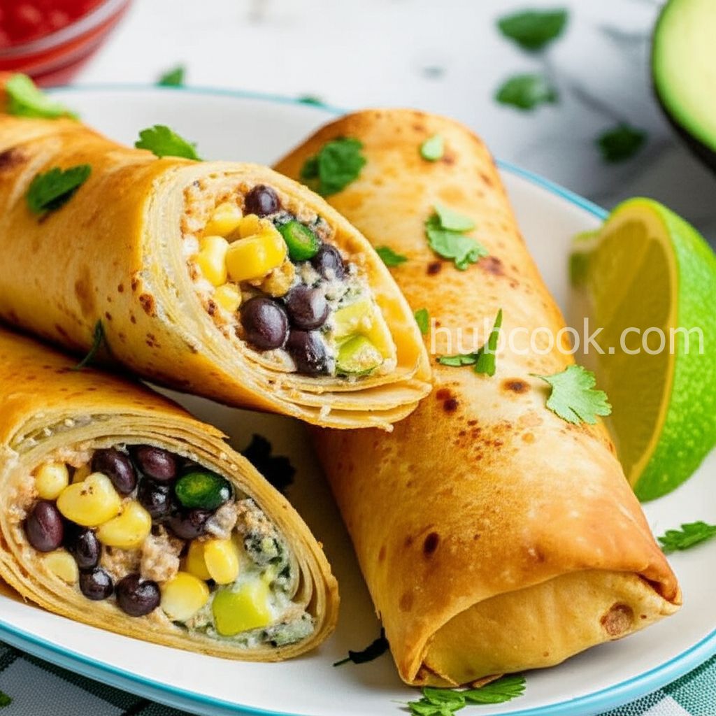 Southwestern Egg Rolls with Avocado Cilantro Sauce