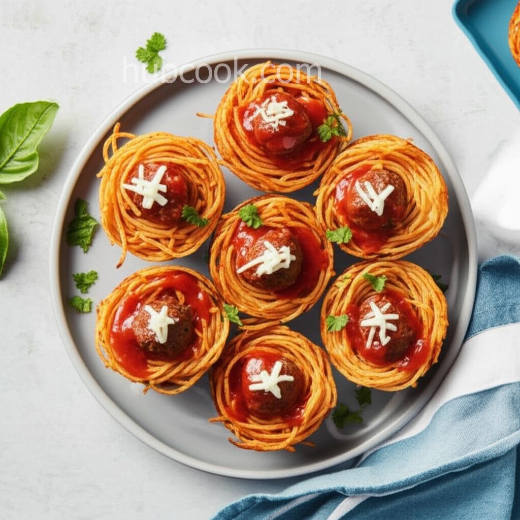 Spaghetti and Meatballs Muffin Bites