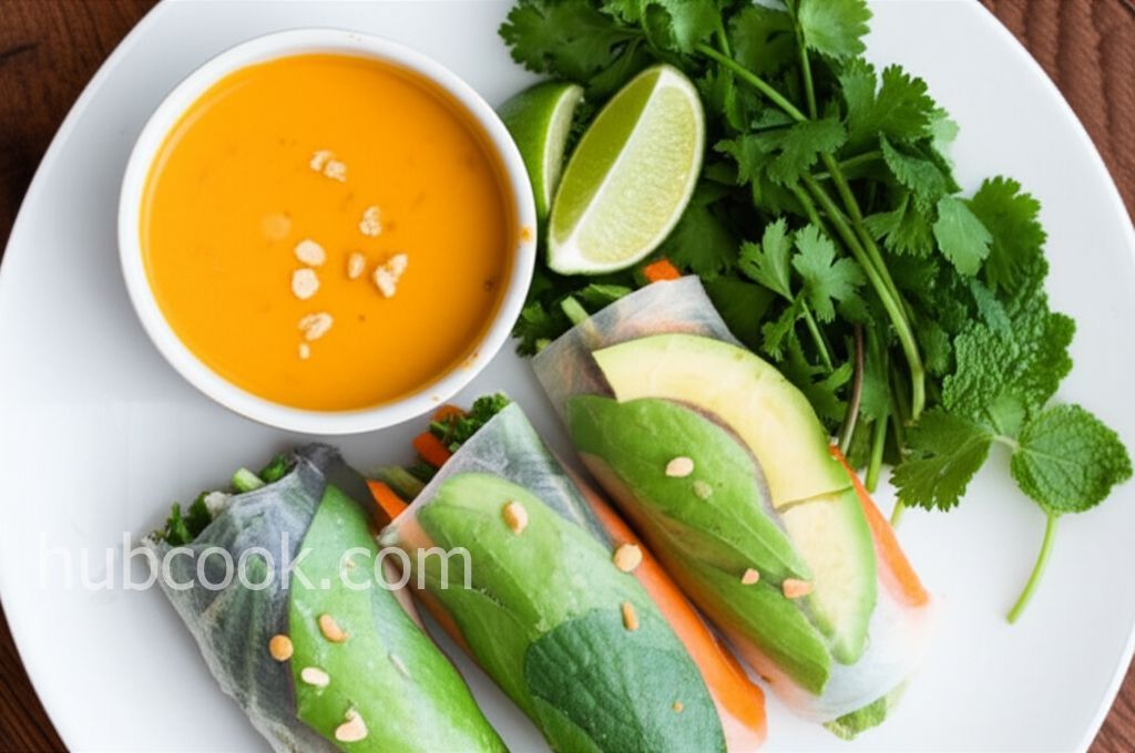 Veggie Spring Rolls with Thai Mango Dipping Sauce