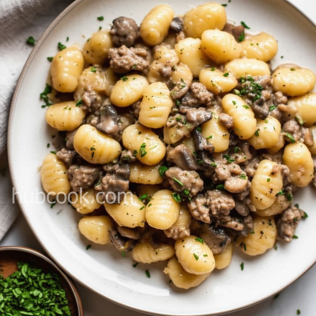 Creamy Sausage and Mushroom Gnocchi Skillet