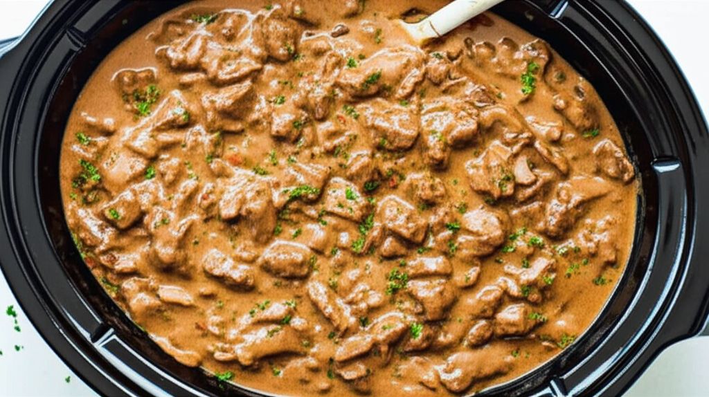Easy Slow Cooker Beef Stroganoff