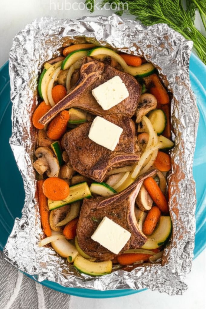 Lamb Chops and Vegetables in Foil