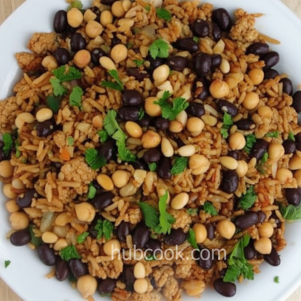 Middle Eastern Rice with Black Beans and Chickpeas