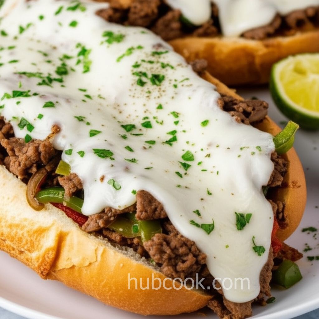 Philly Cheesesteak Sandwich with Garlic Mayo