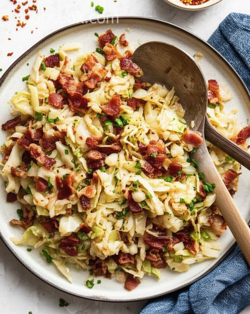 Southern Fried Cabbage with Bacon, Mushrooms, and Onions