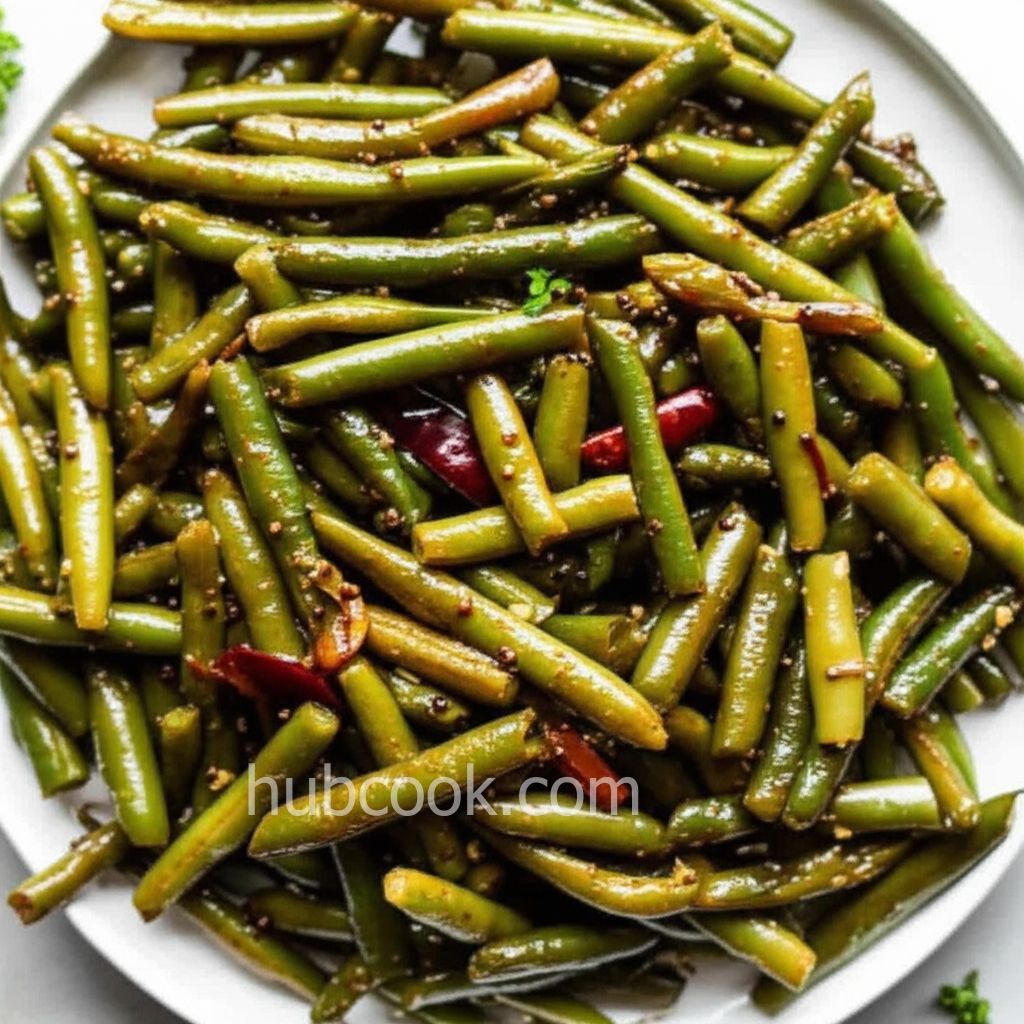 Spicy Indian Green Beans, Gujarati Style