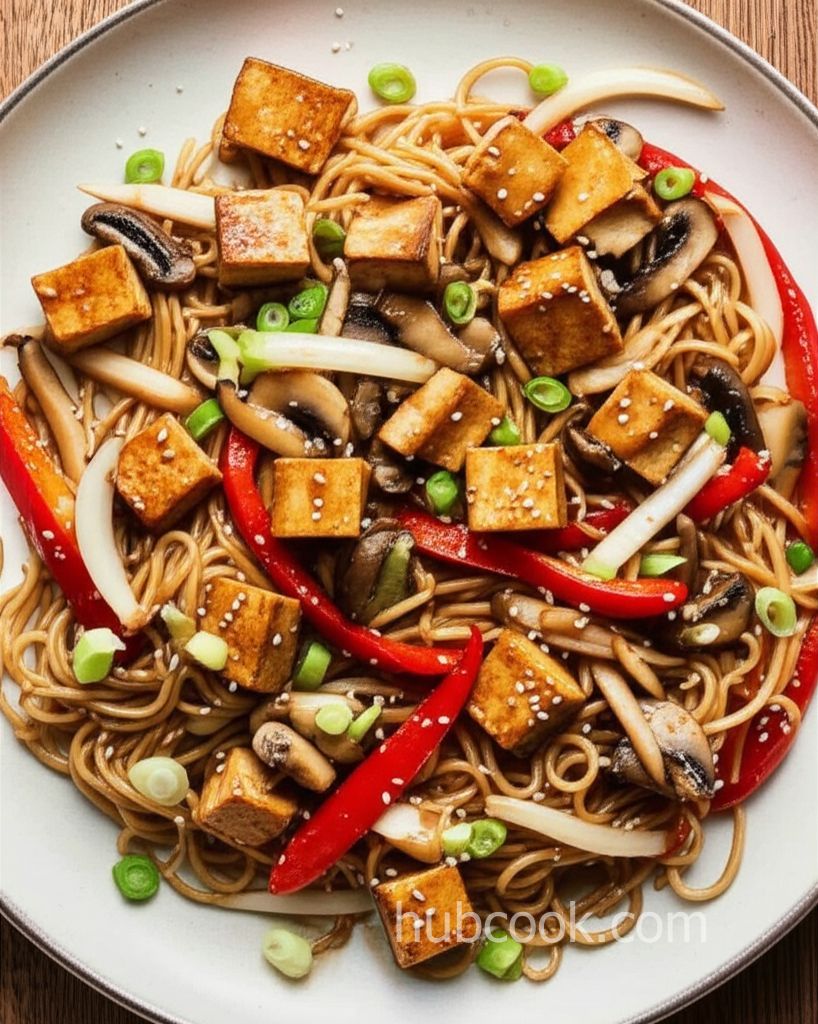Mushroom, Tofu, and Noodle Stir-Fry