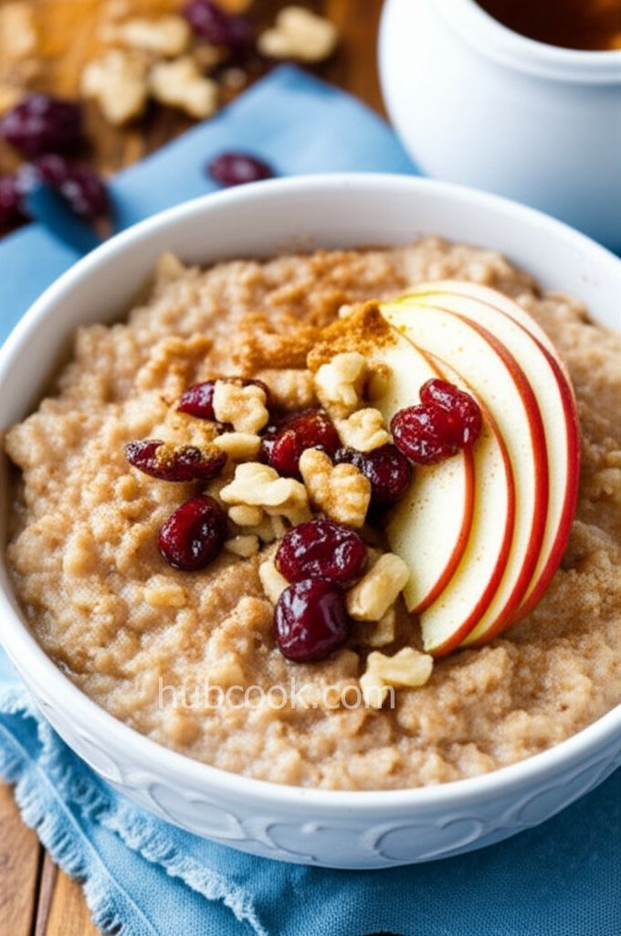 Slow Cooker Overnight Oatmeal with Apples, Cranberries, and Walnuts