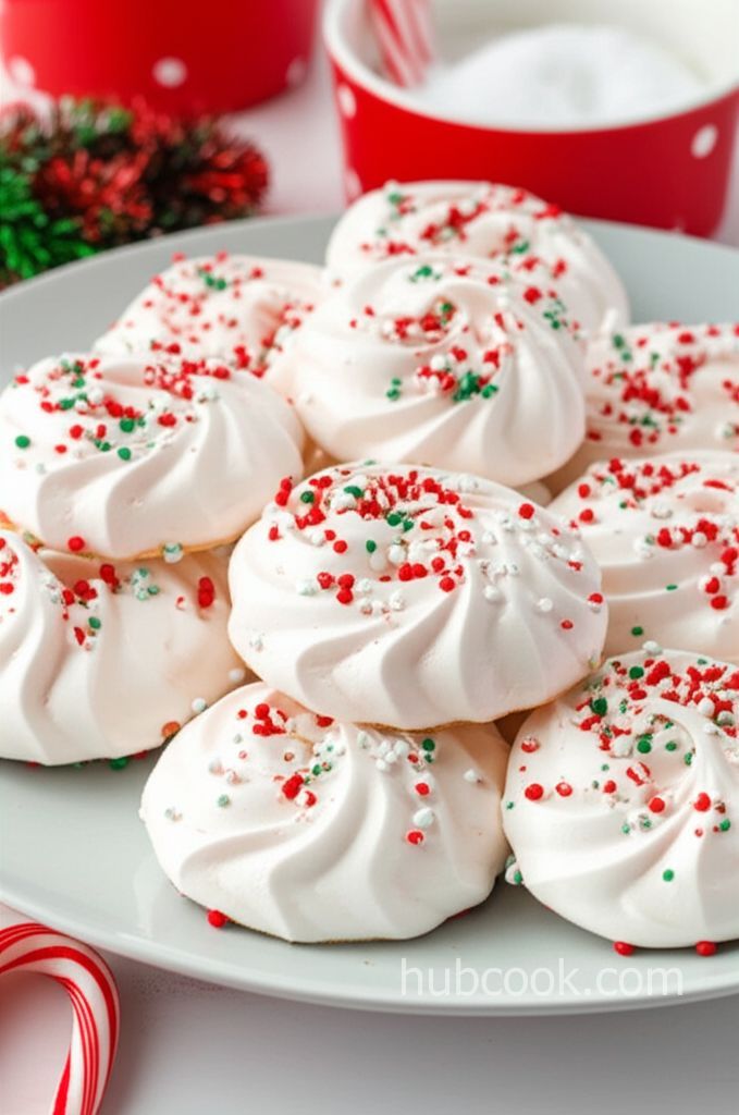 Chocolate Chip Candy Cane Meringue Cookies