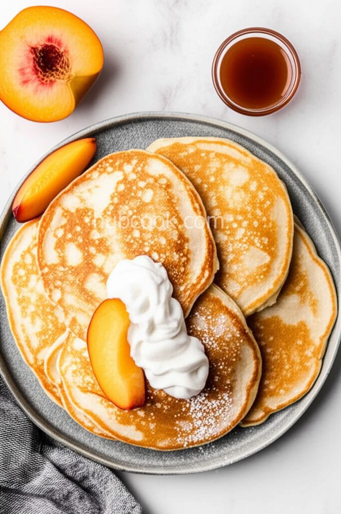 Cinnamon-Peach Cottage Cheese Pancakes