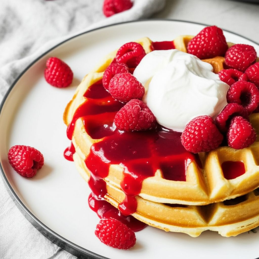 Eggnog-Raspberry Belgian Waffles