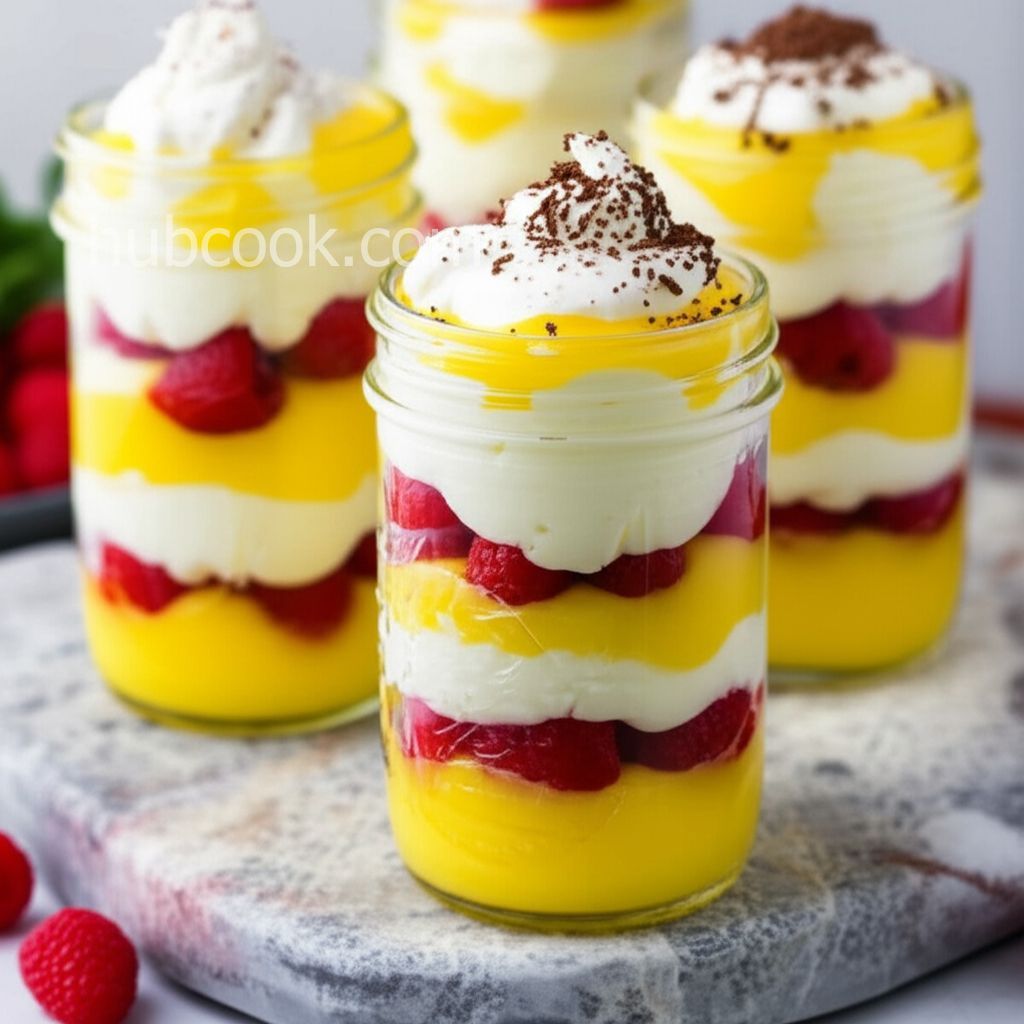 Lemon and Raspberry Trifle in Mason Jars