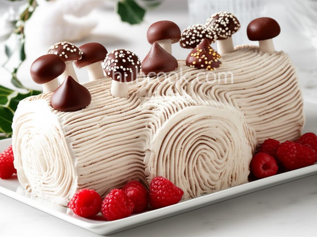 No-Bake Chocolate Yule Log with Chocolate Mushrooms