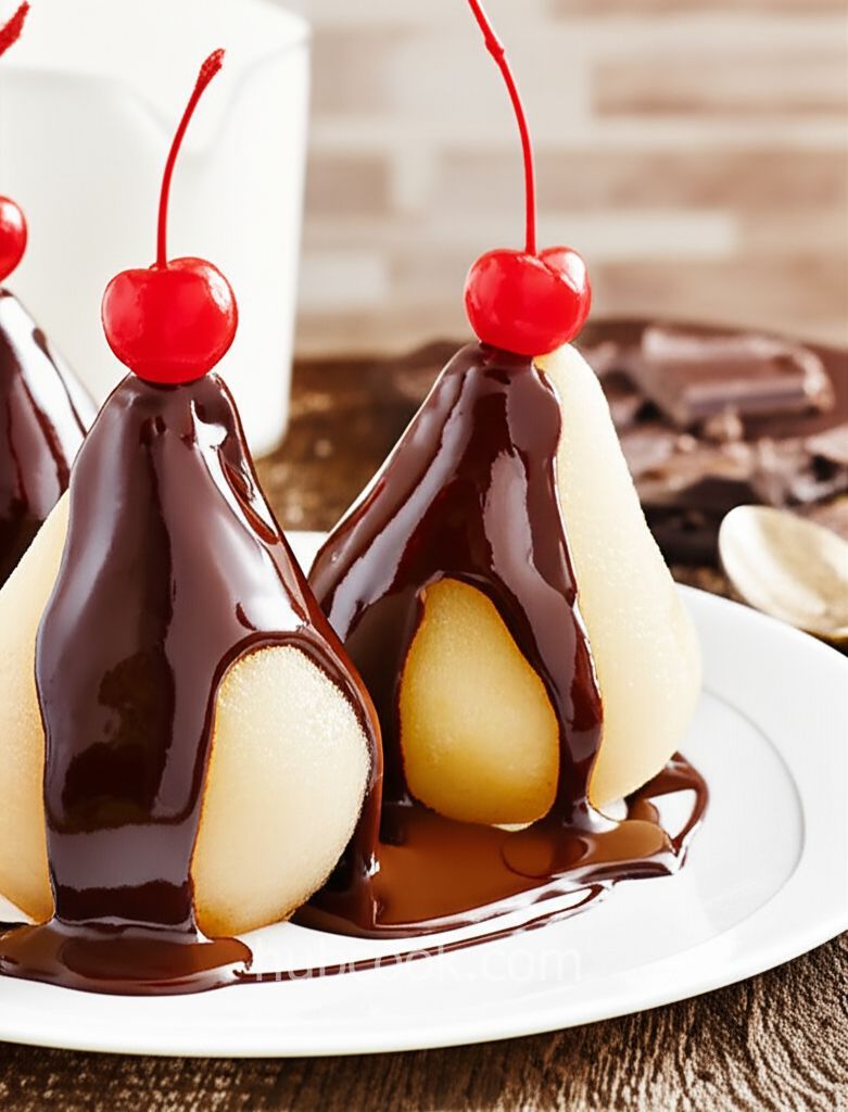 Pears in Chocolate Sauce