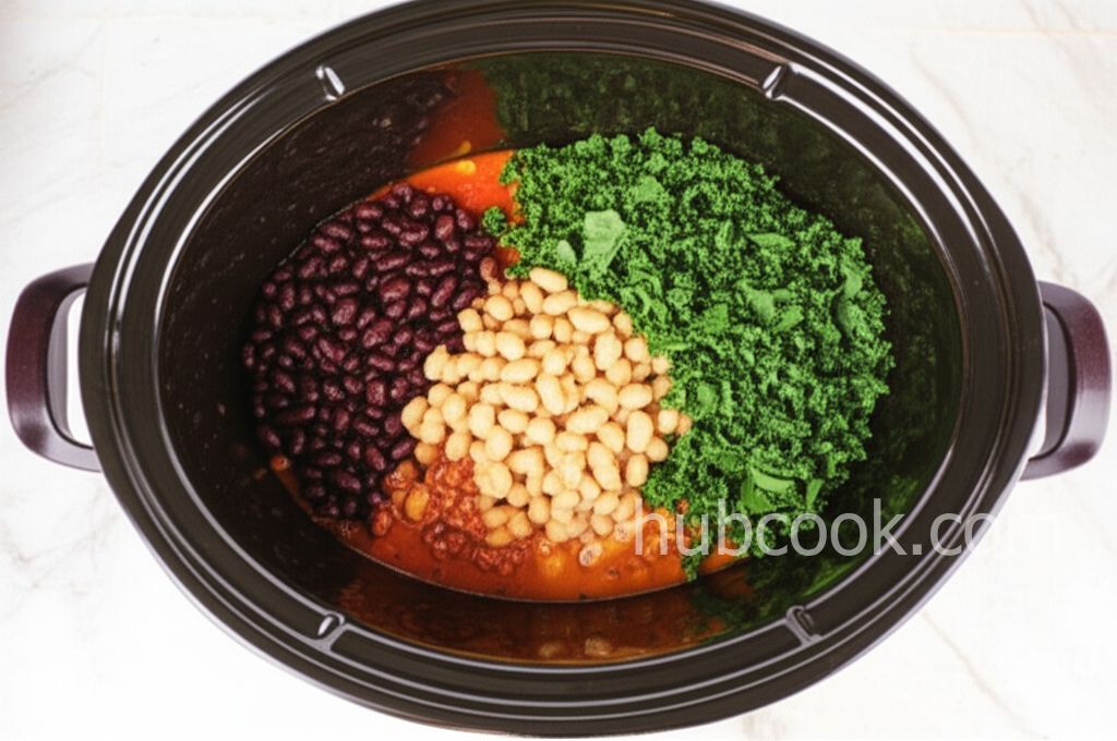 Slow Cooker Chicken Chili with Greens and Beans