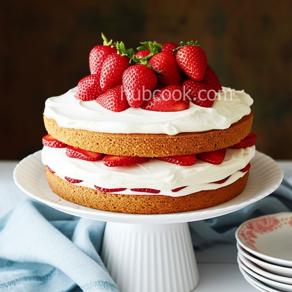 Vanilla Layer Cake with Strawberries