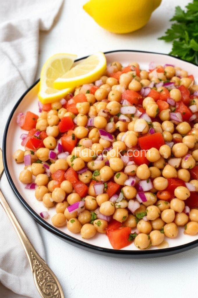 Chickpea Salad with Red Onion and Tomato