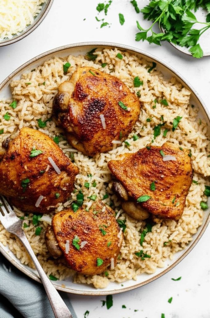 Instant Pot® Garlic-Herb Chicken Thighs and Rice