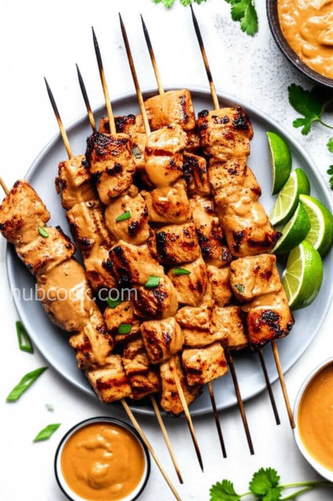 Lime-Ginger Chicken Kabobs with Peanut Sauce