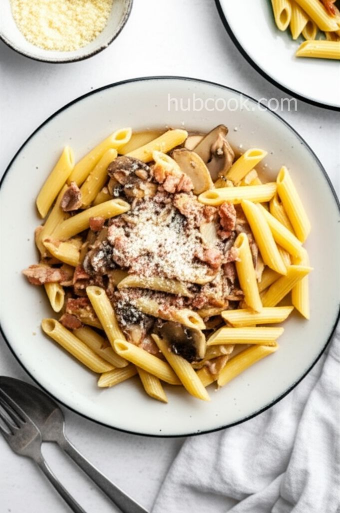Penne with Pancetta and Mushrooms