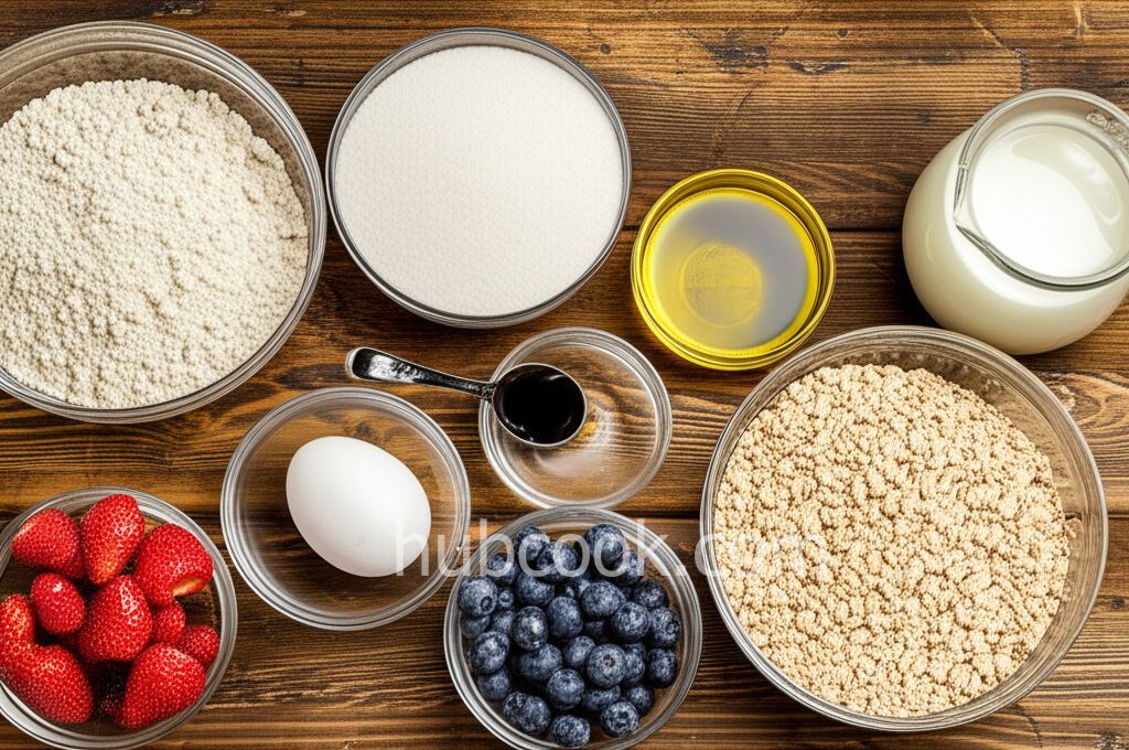 Whole Wheat Oatmeal Strawberry Blueberry Muffins