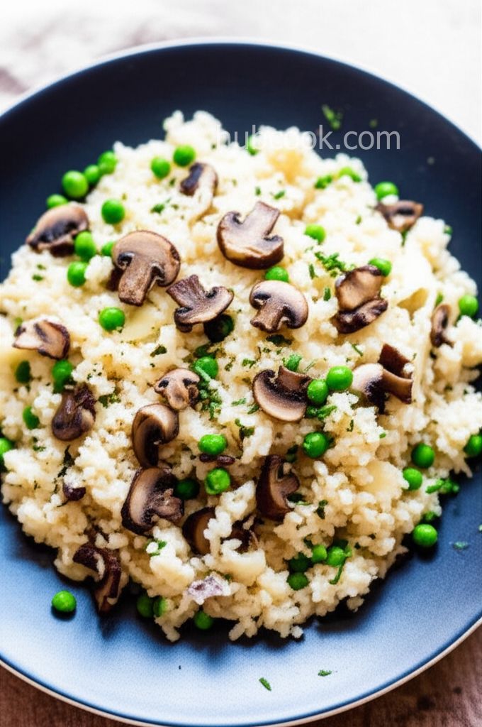 Cauliflower "Risotto" with Porcini Mushrooms and Peas