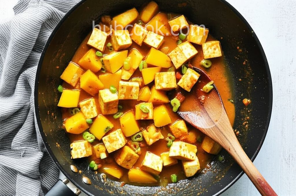 Indian Hot Curried Mangos with Tofu