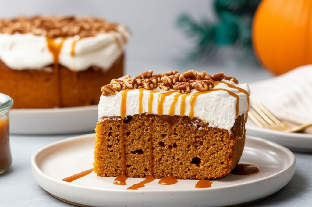 Pumpkin Caramel Bourbon Poke Cake
