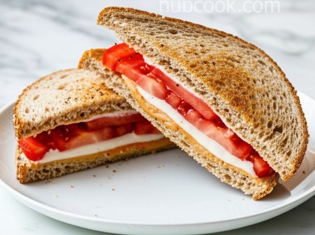 Simple Peanut Butter and Tomato Sandwich