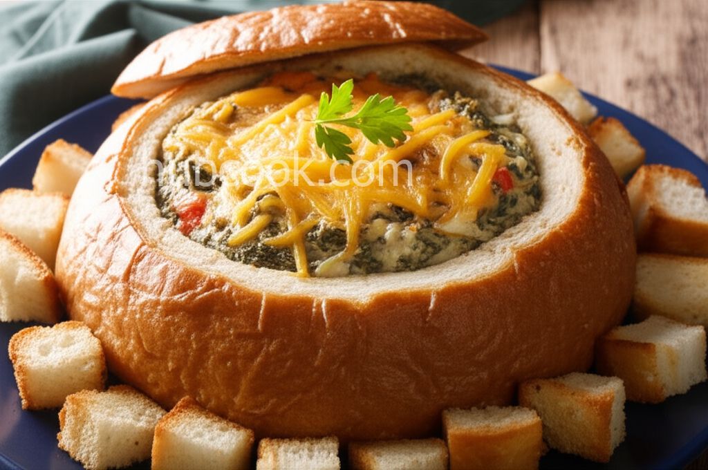 Spinach Dip in Pumpernickel