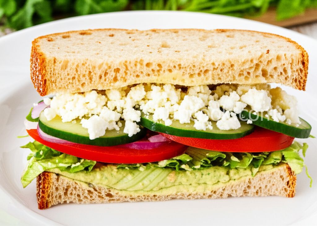 Veggie and Cilantro Hummus Sandwiches