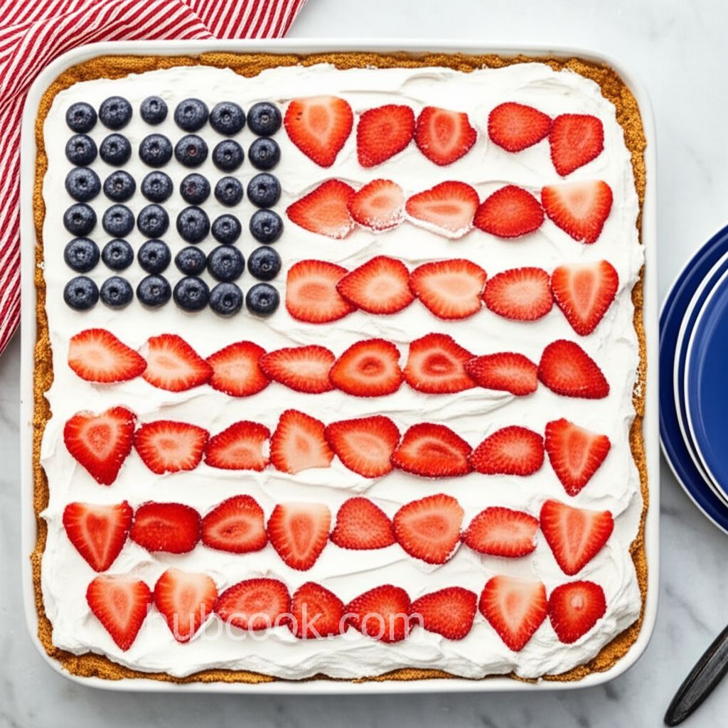 No-Bake Cheesecake Flag Cake