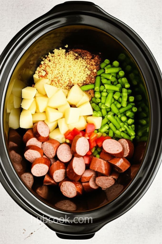 Cheesy Brat Stew for the Slow Cooker