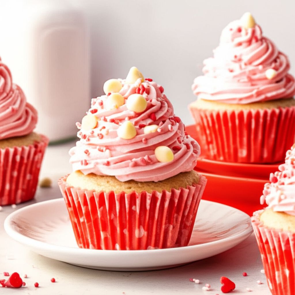 Cherry Amish Friendship Bread Cupcakes with Buttercream Frosting