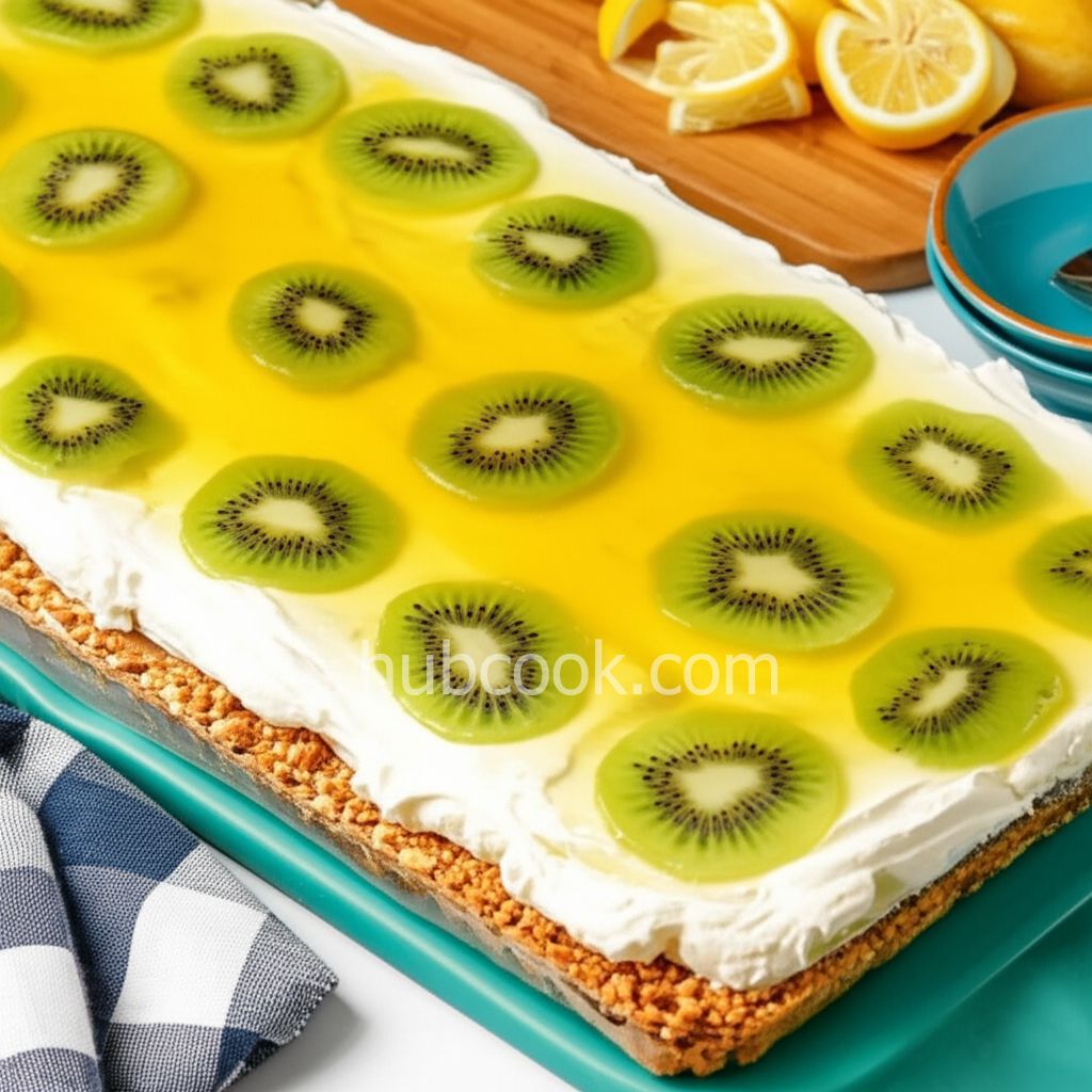 Lemon Pretzel Salad with Mango and Kiwi