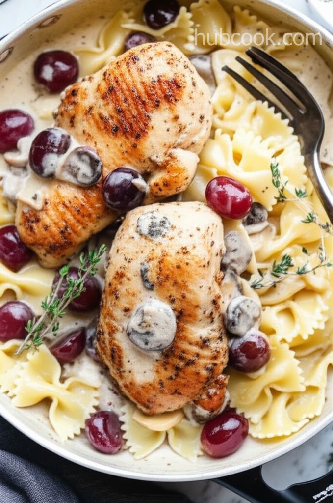 Chicken with Red Grapes And Mushrooms