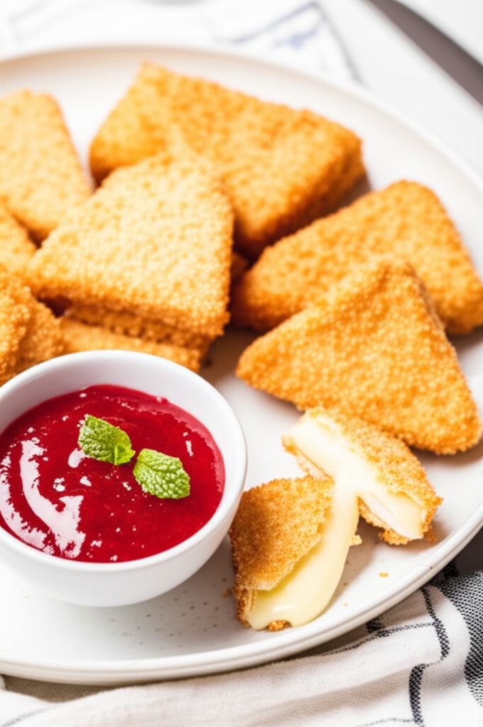 Deep Fried Camembert with Raspberry Sauce