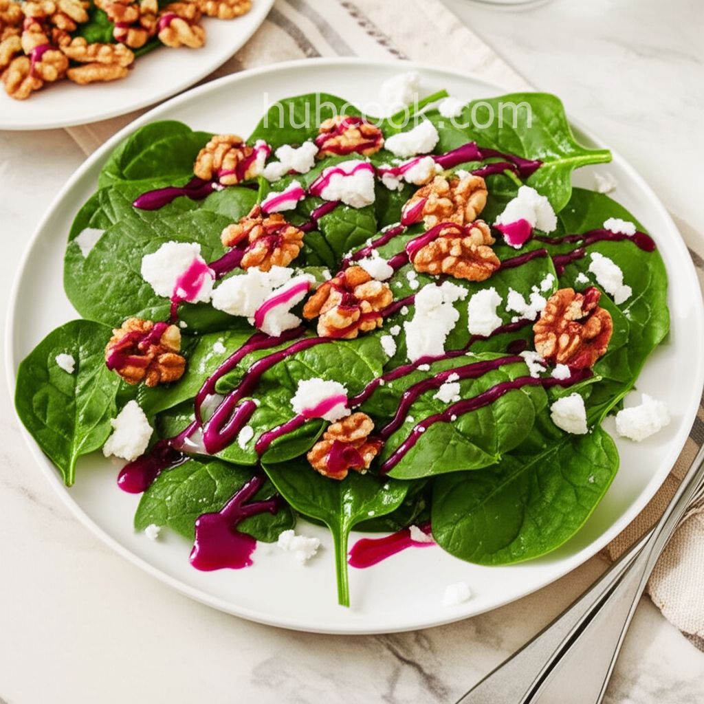 Spinach and Goat Cheese Salad with Beetroot Vinaigrette
