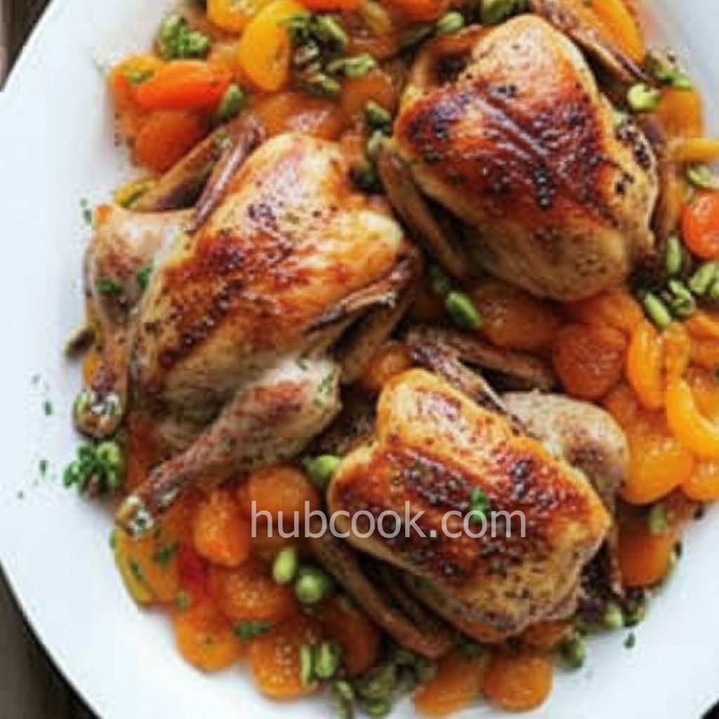 Glazed Cornish Game Hens With Apricot Pistachio Dressing