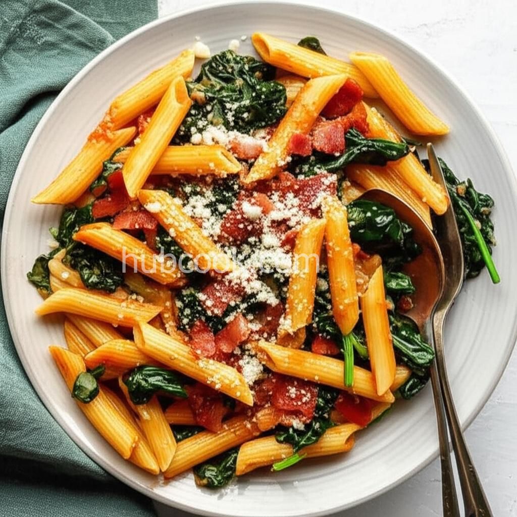 Penne Pasta with Spinach and Bacon
