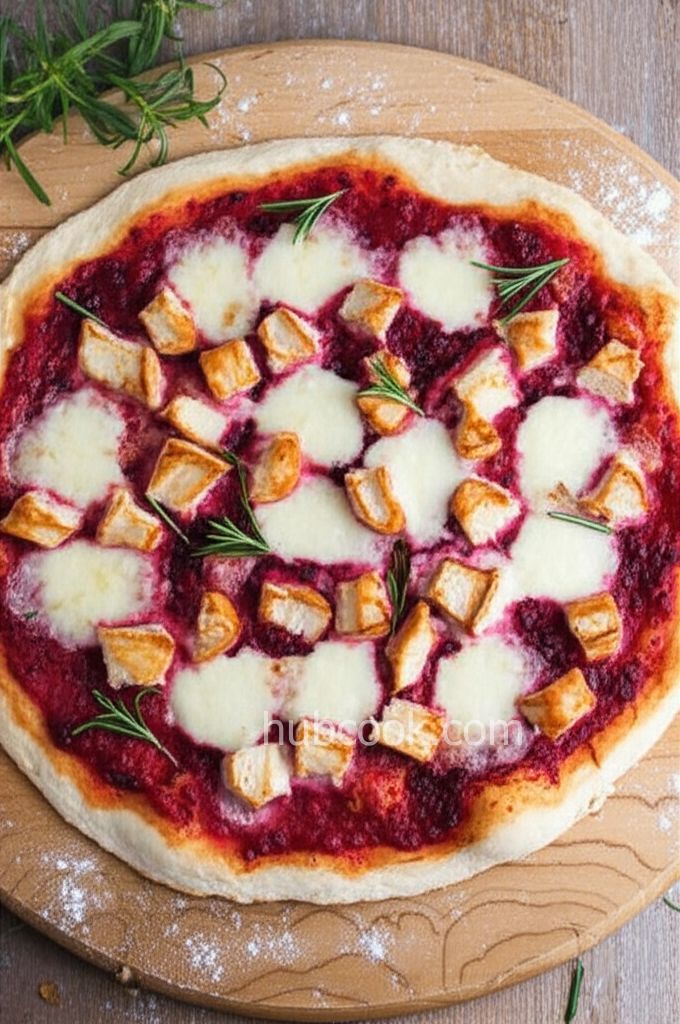 Brie Cranberry and Chicken Pizza