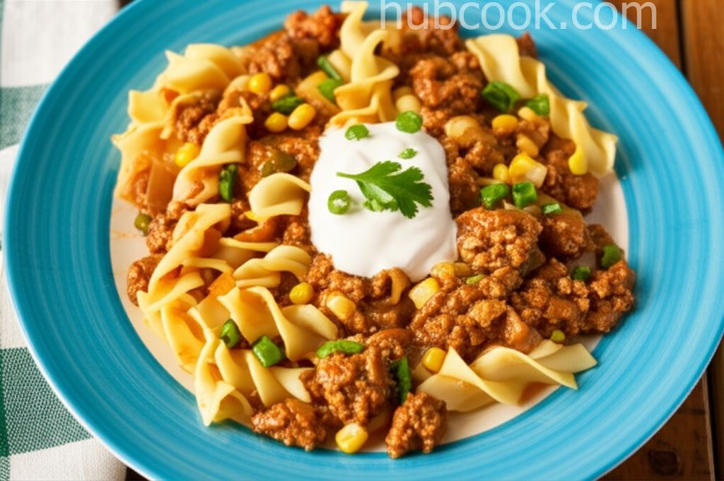 No Yolks Skillet Salsa Chicken with Noodles