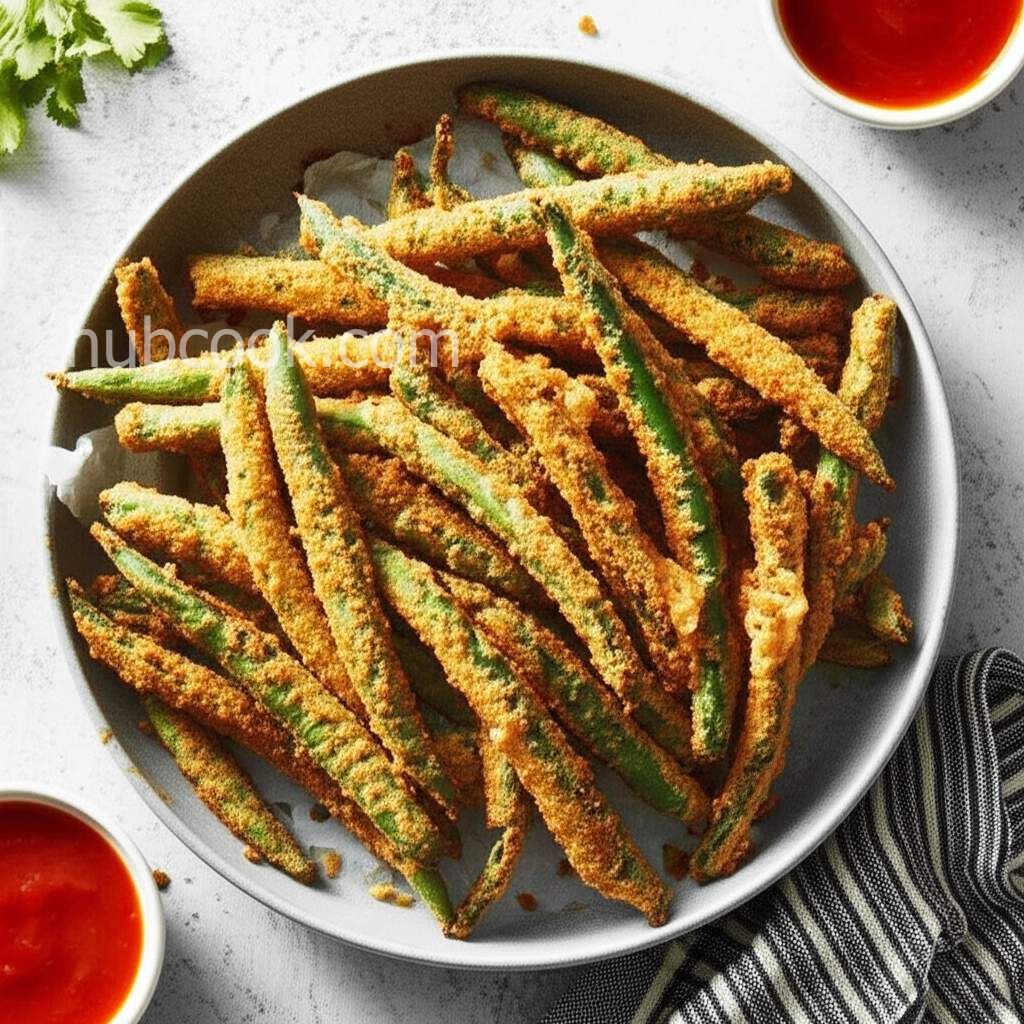 Air Fryer Green Beans with Spicy Dipping Sauce