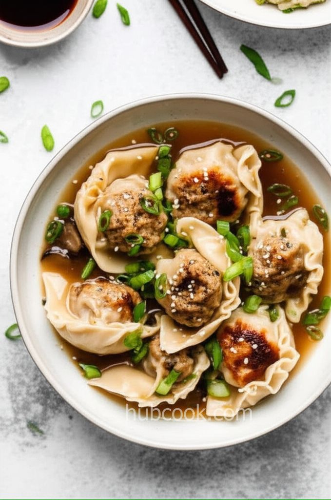 Beef and Mushroom Dumplings in Broth