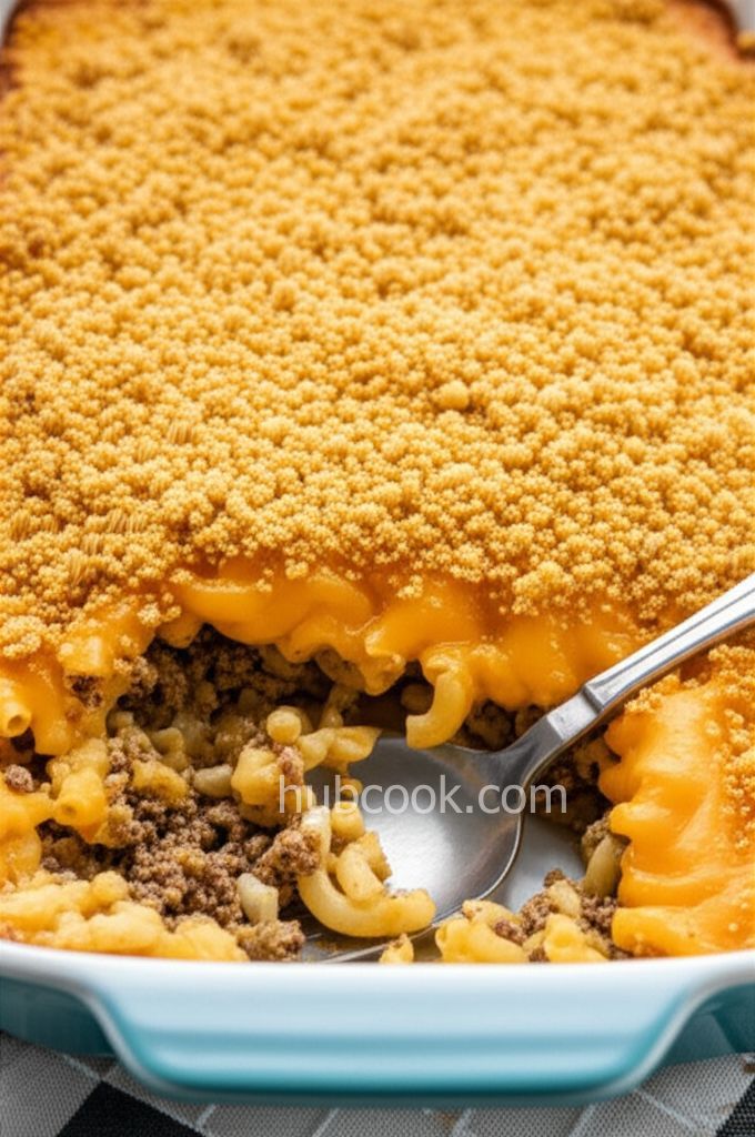 Cheesy Macaroni and Hamburger Casserole