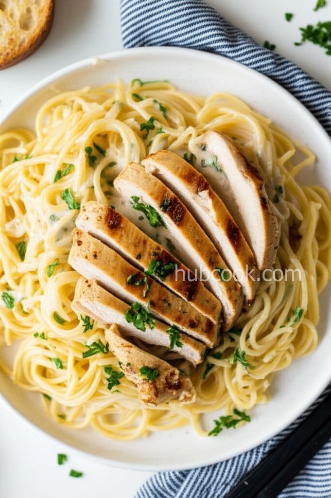 Creamy Chicken on Linguine