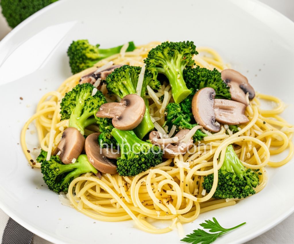 Spaghetti with Broccoli and Mushrooms