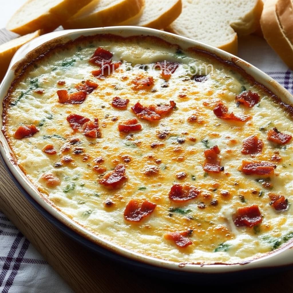 Warm Blue Cheese Dip with Garlic and Bacon