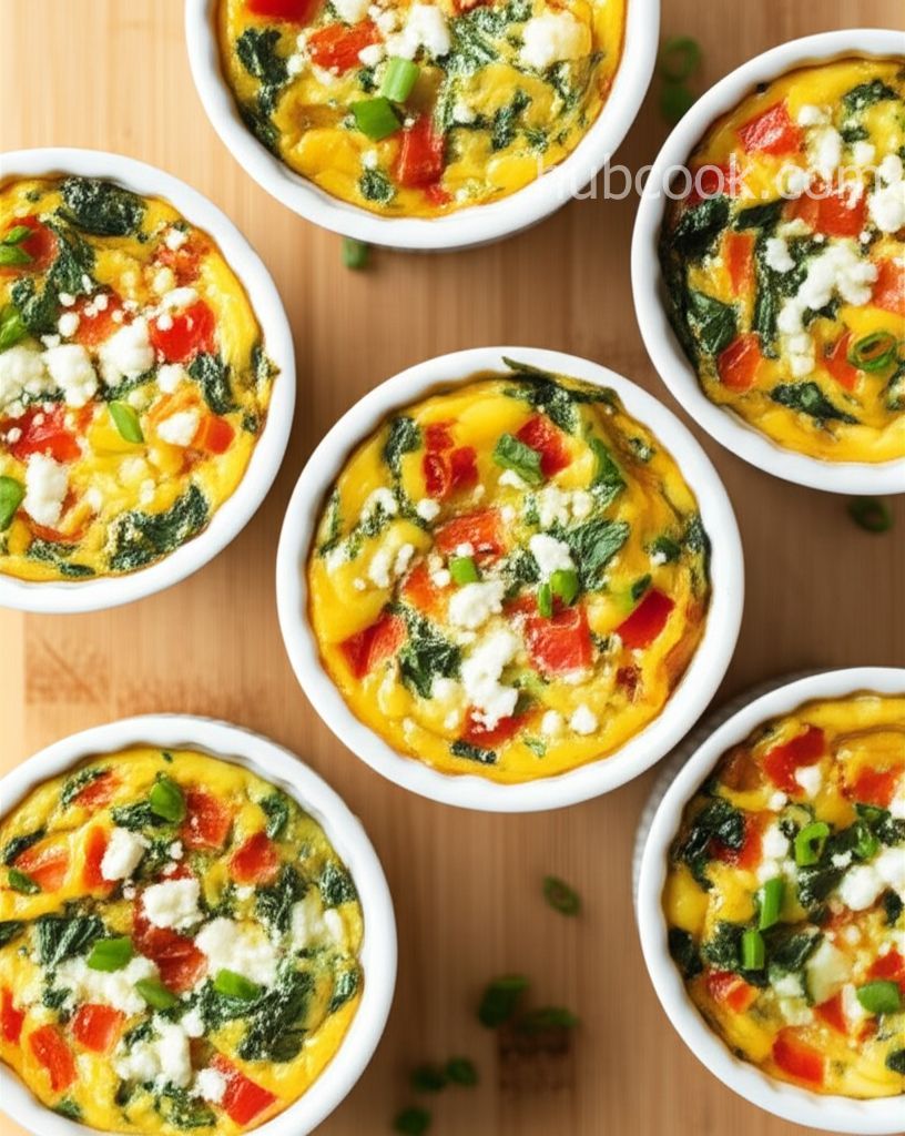 Air Fryer Spinach, Pepper, and Feta Egg Bites